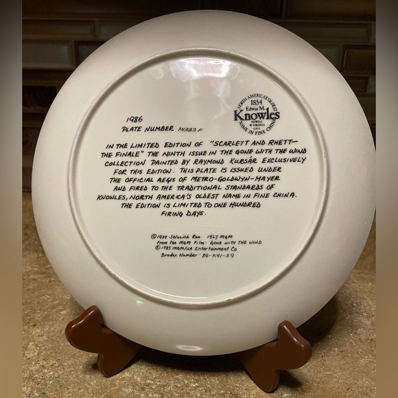 Gone With The Wind Collectable Plate, Knowles Fine China, By Raymond Kursar - Picture 3 of 3